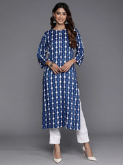 Navy Blue Printed Straight Kurtas