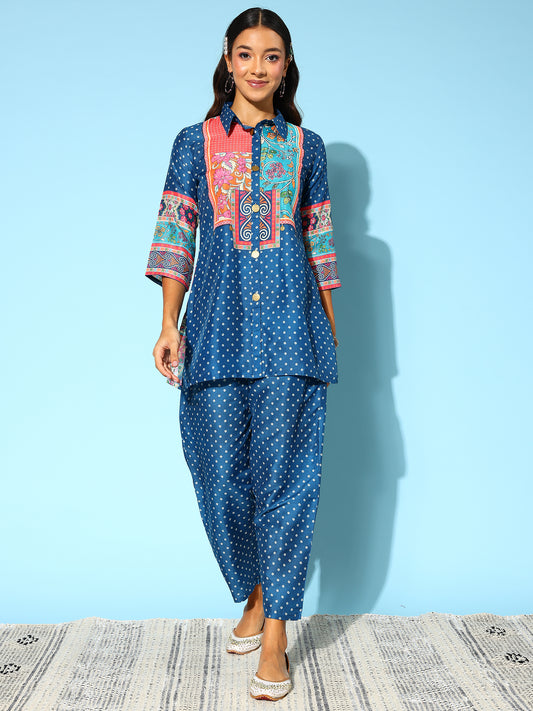 Indo Era Women Ethnic Motifs Printed Regular Kurti & Trousers