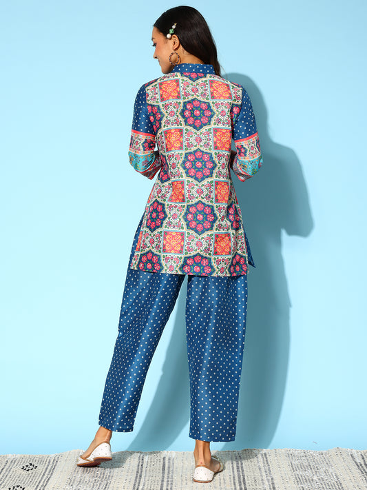 Indo Era Women Ethnic Motifs Printed Regular Kurti & Trousers