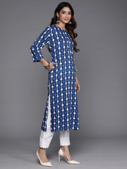 Navy Blue Printed Straight Kurtas