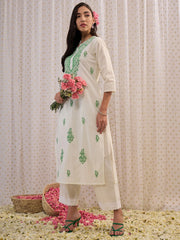 White Embroidered Straight Kurtas