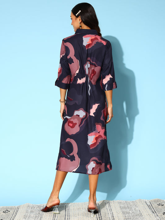 Indo Era Print Shirt Midi Dress