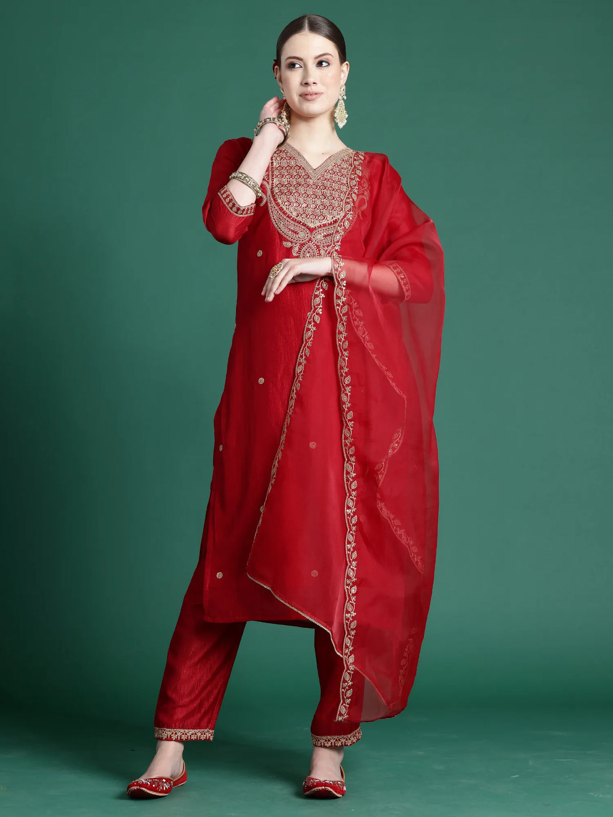 red-embroidered-straight-kurta-palazzos-with-dupatta-set