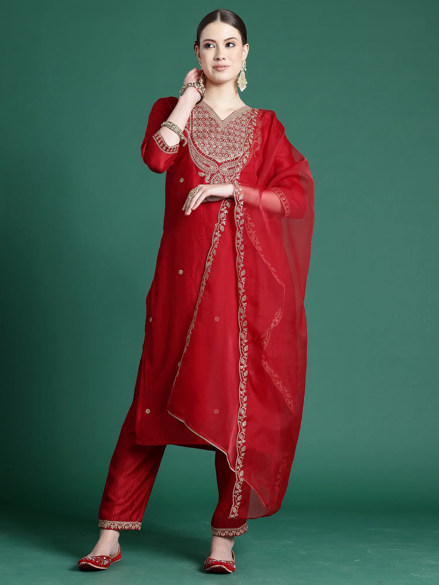 red-embroidered-straight-kurta-palazzos-with-dupatta-set