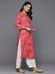 Red Printed Straight Kurtas