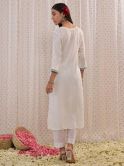 White Embroidered Straight Kurtas