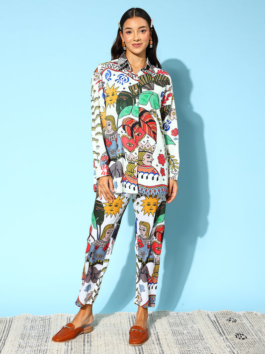 Indo Era Women Conversational Graphic Printed Co-Ords Set