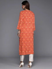 Orange Printed Straight Kurtas