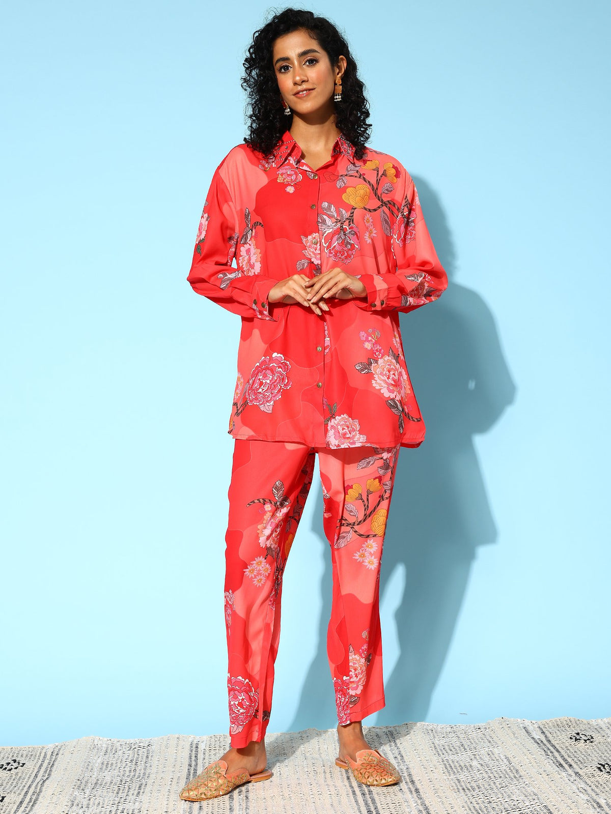 Indo Era Women Floral Printed Co-Ords Set