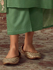 Green Embroidered Straight Kurta Trousers With Dupatta set