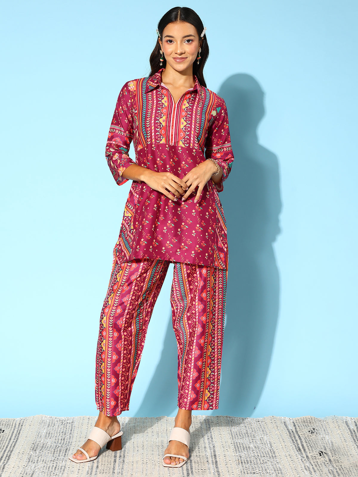 Indo Era Women Floral Printed Co-Ords Set