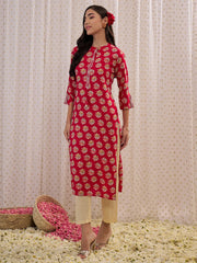 Pink Printed Straight Kurtas