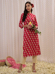 Pink Printed Straight Kurtas