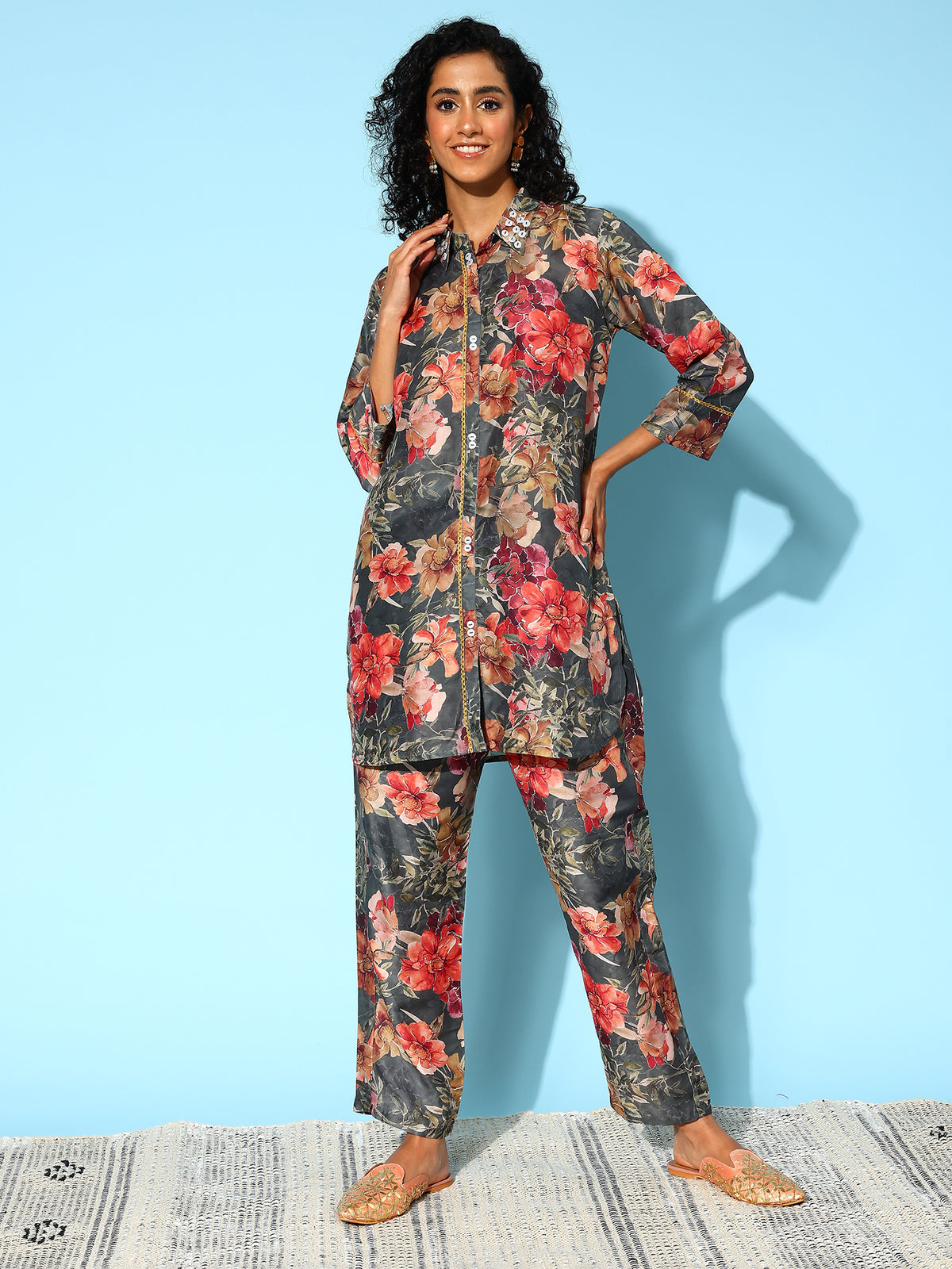 Indo Era Women Floral Printed Co-Ords Set