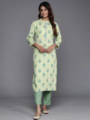 Green Printed Straight Kurtas