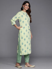 Green Printed Straight Kurtas