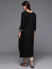 Black Embroidered Straight Kurtas