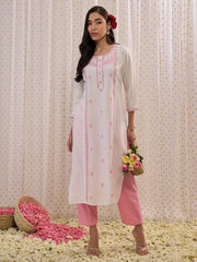 White Embroidered Straight Kurtas