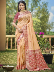 Banarasi Silk Woven Work Festival Tassle Saree