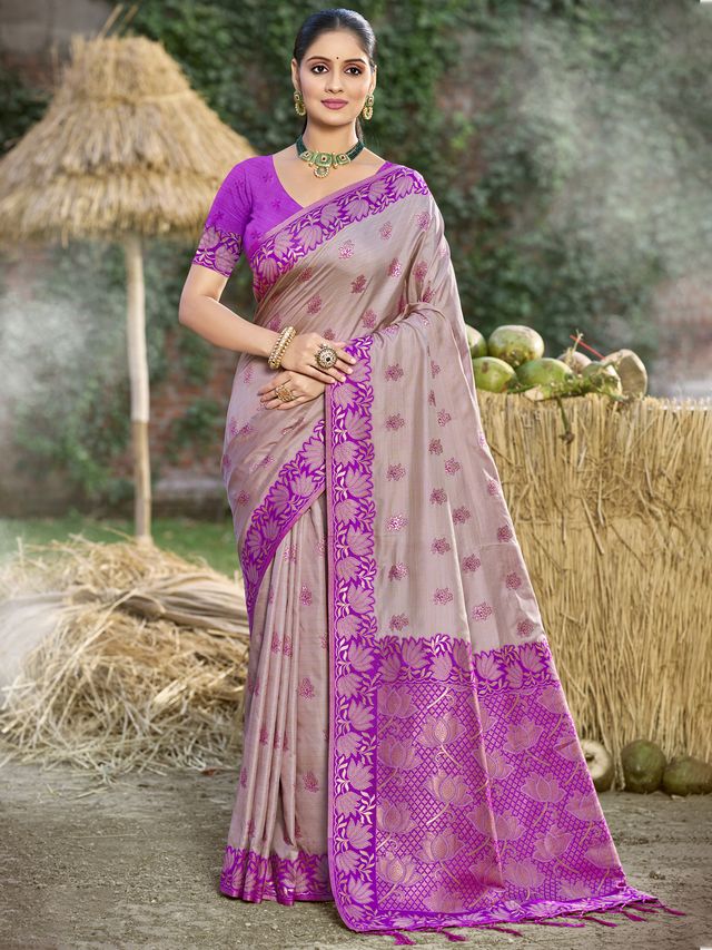 Sangam Prints Silk Woven Work Festival Tassle Saree