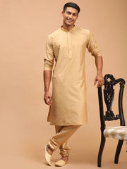 Shrestha By Vastramay Men's Rose Gold Viscose Kurta Pyjama Set