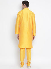 VM by Vastramay Men's Yellow Silk Blend Kurta Pyjama Set