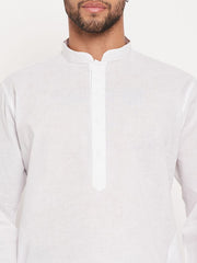 VM Men's White Cotton Kurta Pyjama Set