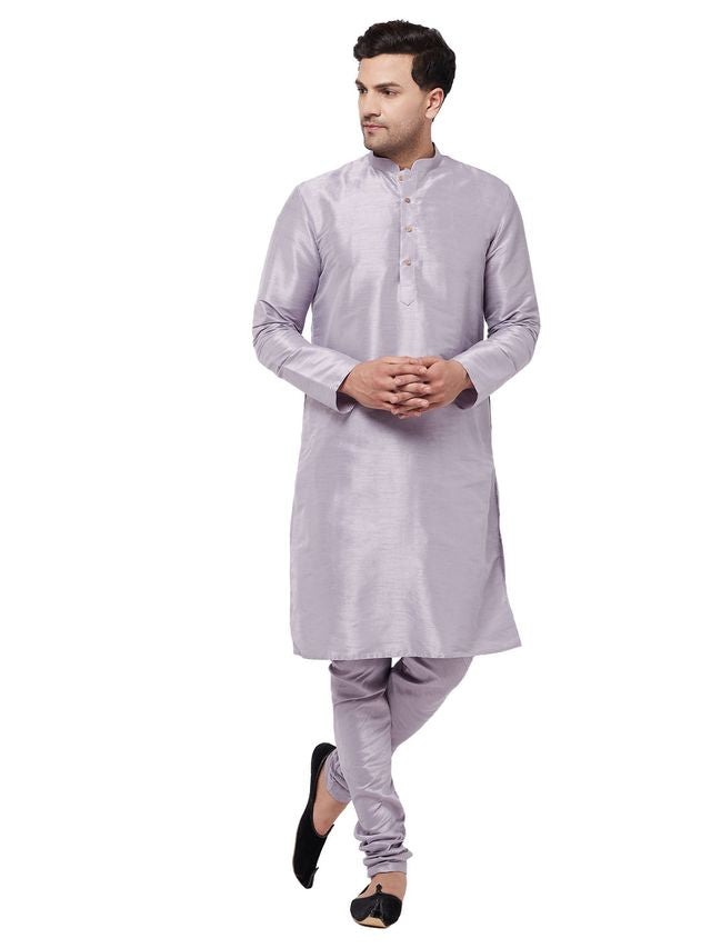 VM by Vastramay Men's LavAnder Silk Blend Kurta Pyjama Set