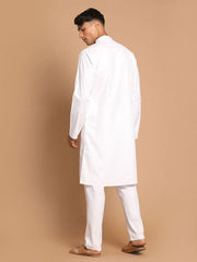 Vastramay Men's White Pure Cotton Kurta Pyjama Set