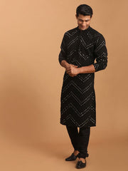 Shrestha By Vastramay Men's Black Georgette Kurta Pyjama Set