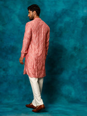 Shrestha By vastramay Men's Onion Pink Viscose Kurta Pyjama Set