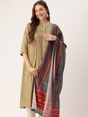 Sangam Prints Grey Art Silk Printed Traditional Tassel Dupatta