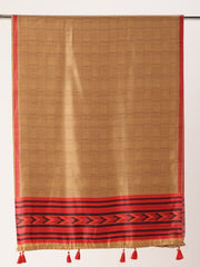 Sangam Prints Golden Art Silk Printed Traditional Tassel Dupatta