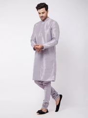 VM by Vastramay Men's LavAnder Silk Blend Kurta Pyjama Set