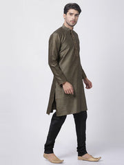 Vastramay Men's Black Silk Blend Kurta Pyjama Set