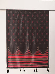 Sangam Prints Black Art Silk Printed Traditional Tassel Dupatta