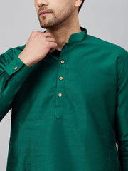 VM Men's Green And Rose Gold Cotton Blend Kurta Pyjama Set