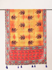 Sangam Prints Multi color Art Silk Printed Traditional Tassel Dupatta