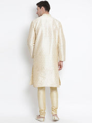 VM by Vastramay Men's Gold Silk Blend Kurta Pyjama Set