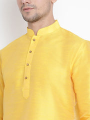 VM by Vastramay Men's Yellow Silk Blend Kurta Pyjama Set