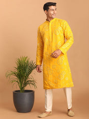 Shrestha By Vastramay Men's Yellow Georgette Kurta