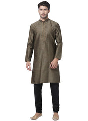 Vastramay Men's Black Silk Blend Kurta Pyjama Set