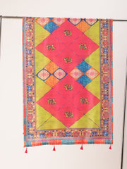 Sangam Prints Multi color Art Silk Printed Traditional Tassel Dupatta