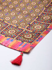 Sangam Prints Multi color Art Silk Printed Traditional Tassel Dupatta