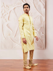 VASTRAMAY Men's Mint Green Silk Blend Kurta Pyjama Set