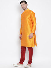 VM by Vastramay Men's Orange Silk Blend Kurta Pyjama Set