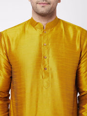 VM by Vastramay Men's Mustard Silk Blend Kurta Pyjama Set