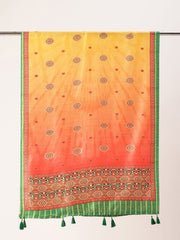 Sangam Prints Multi color Art Silk Printed Traditional Tassel Dupatta