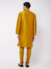 VM by Vastramay Men's Mustard Silk Blend Kurta Pyjama Set