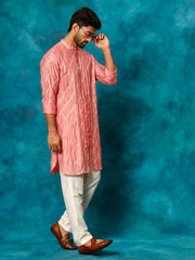 Shrestha By vastramay Men's Onion Pink Viscose Kurta Pyjama Set